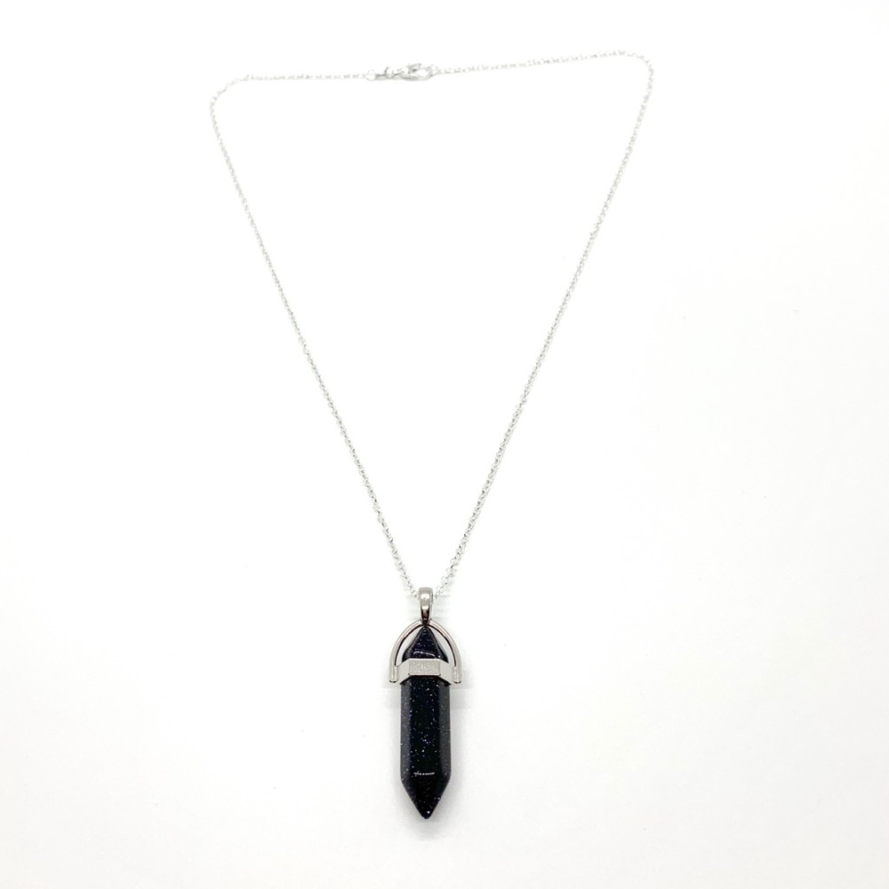 Sparkly Black Hexagonal Pendant Necklace